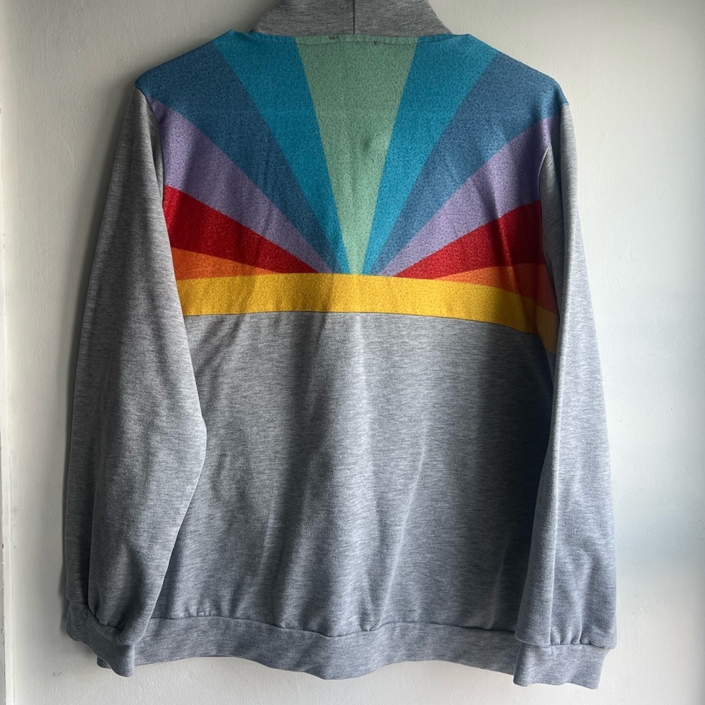 Luukse Zip Up Sweatshirt rainbow hoodie L